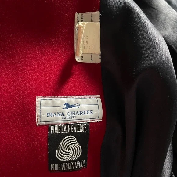 DIANA CHARLES Elegant Red Wool Cashmere Blend Coat Size 11/12 - Picture 6 of 16